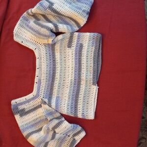 Handknit Crocheted Cropped Sweater